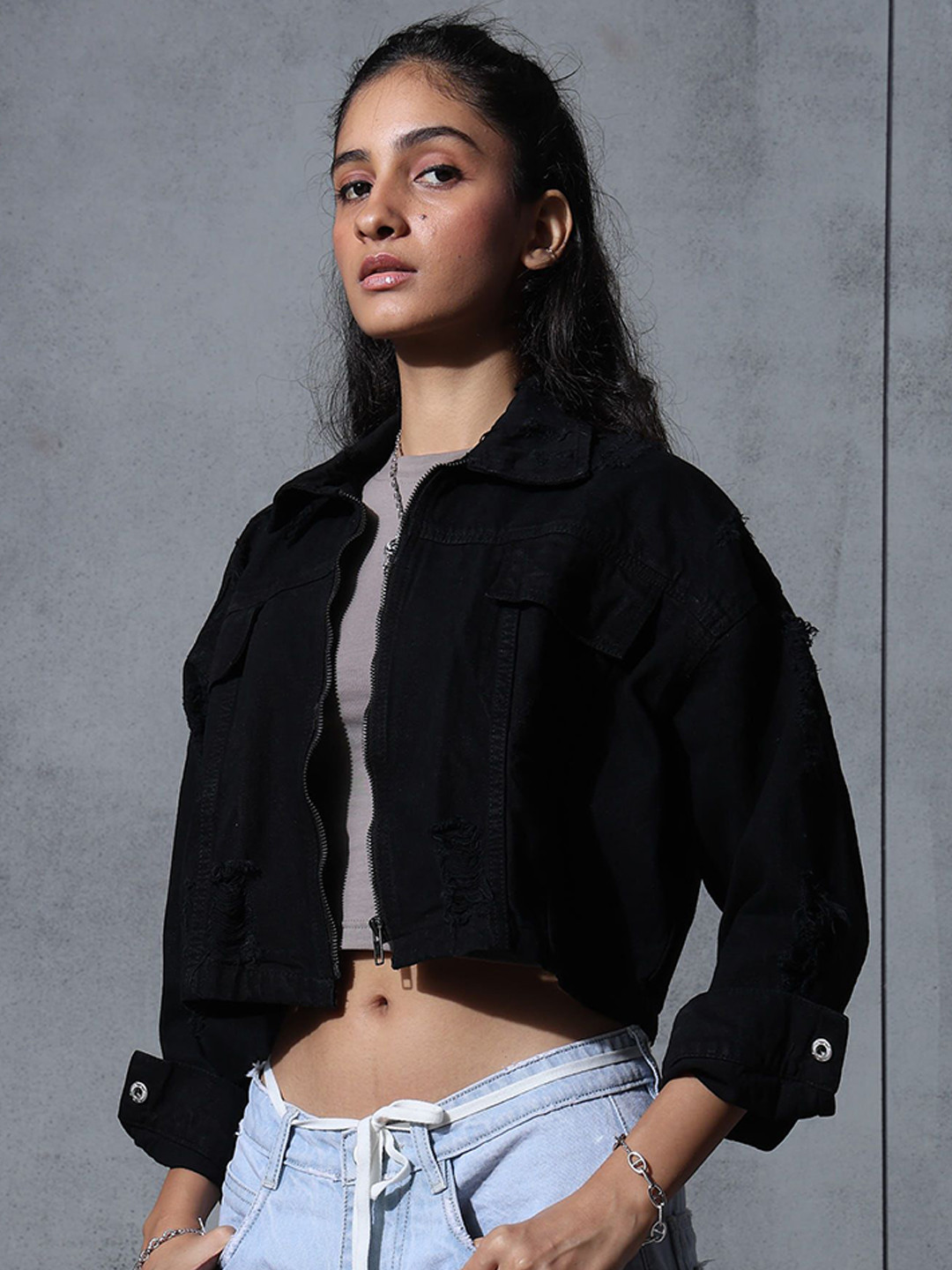 Chapter 2 Women Spread Collar Solid Open Front Jacket