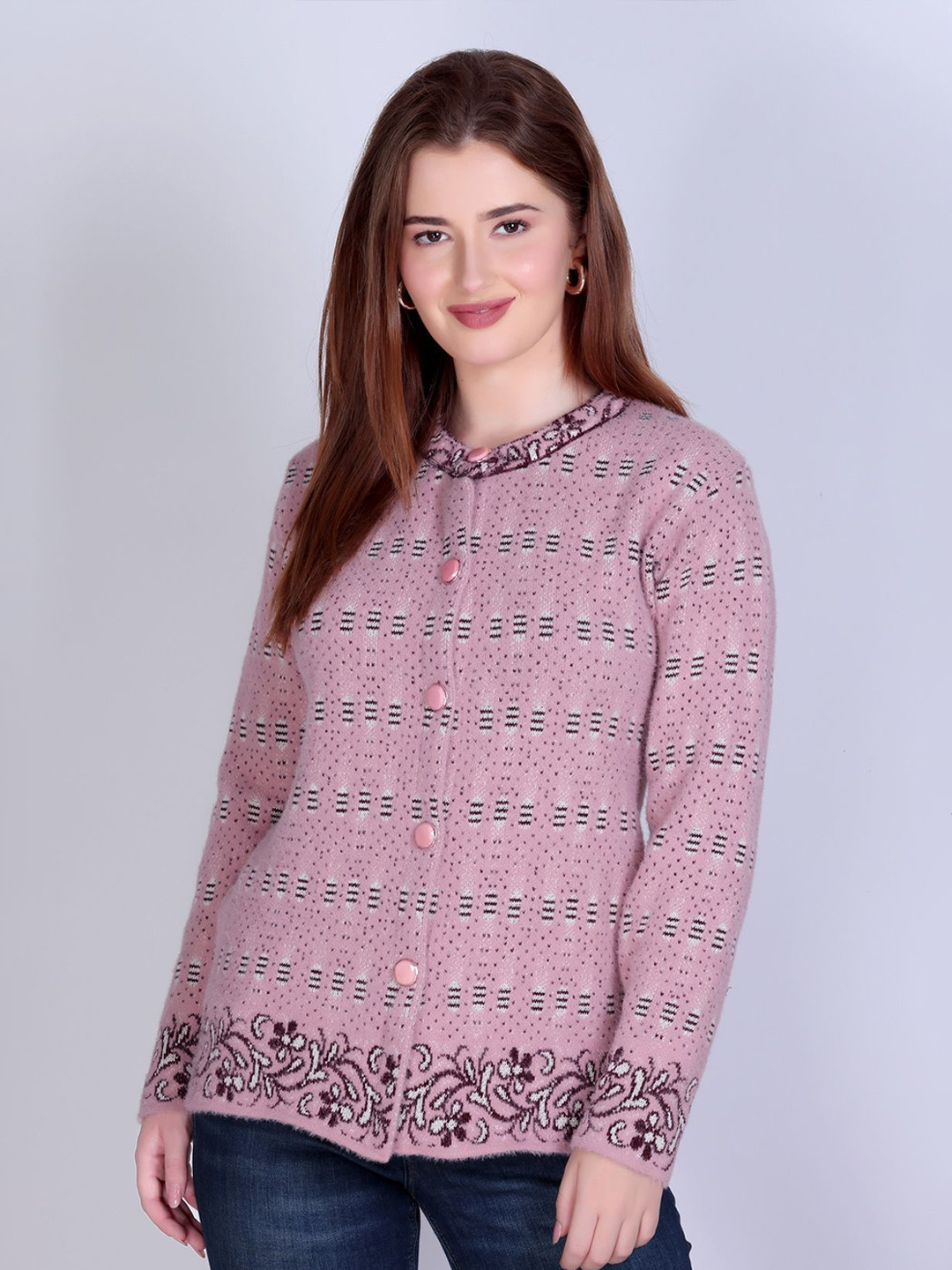 MONTREX Women Floral Round Neck Full Sleeve Cardigan