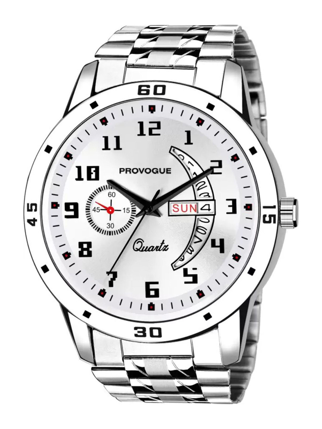 Provogue Men Stainless Steel Straps Analogue Multi Function Watch SK-PG-4072-SLVR-SLVR