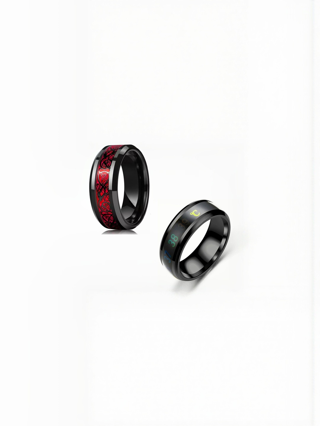 Iga collection Set Of 2 Dragon & Smart Stainless Steel Temperature Rings