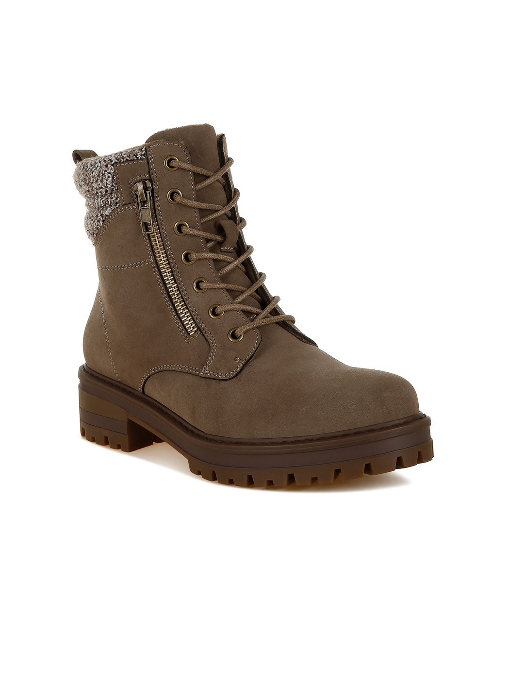 London Rag Women Lace-Ups Block-Heeled Hiker Boots