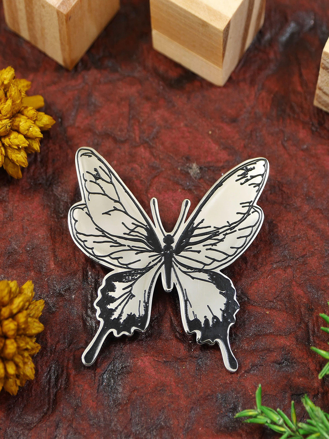 ADORN Unisex Stainless Steel Butterfly Shaped Minimal Brooch