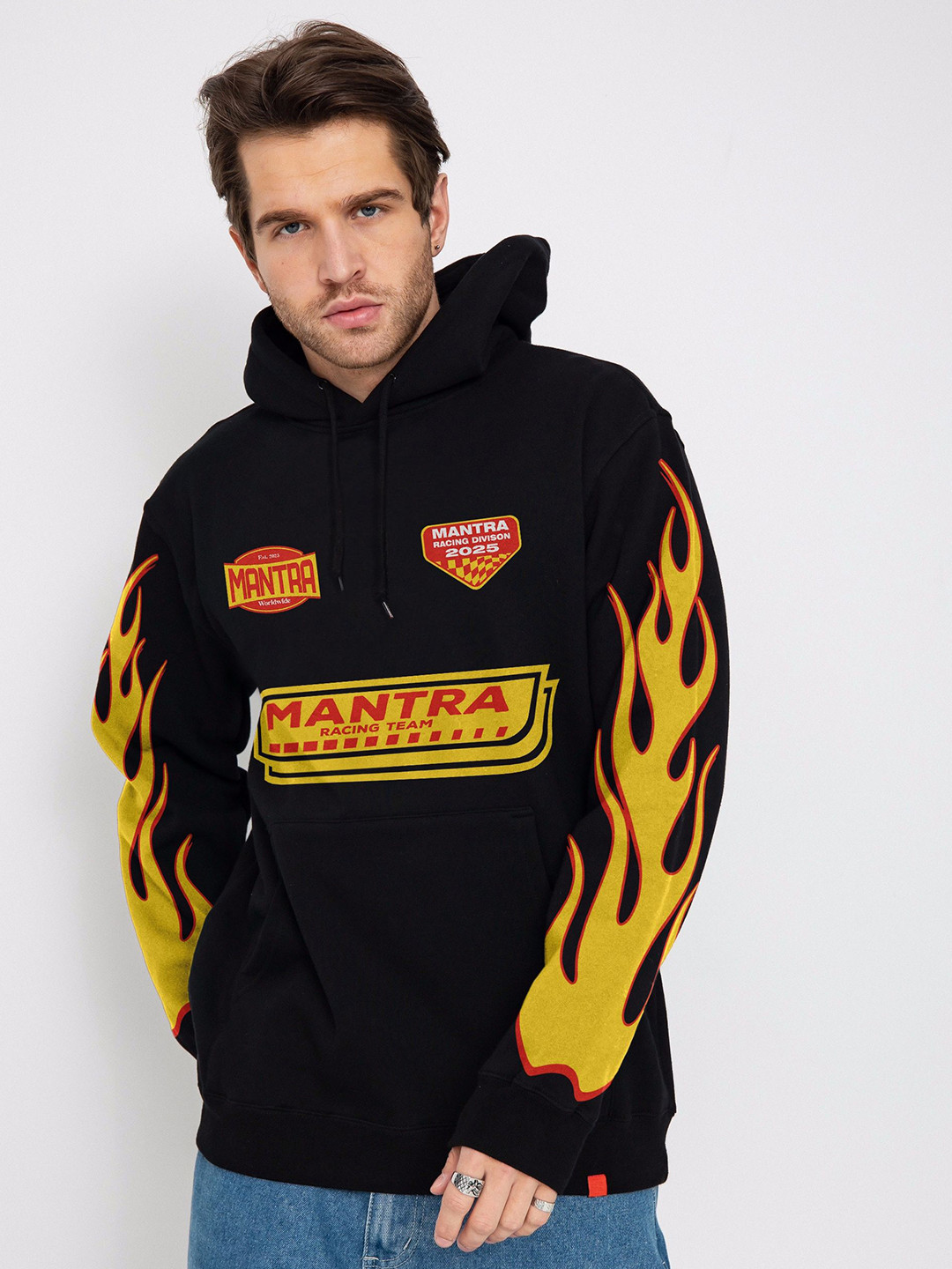 The Youth Mantra Men Graphic Printed Hooded Neck Long Sleeves Oversized Sweatshirt