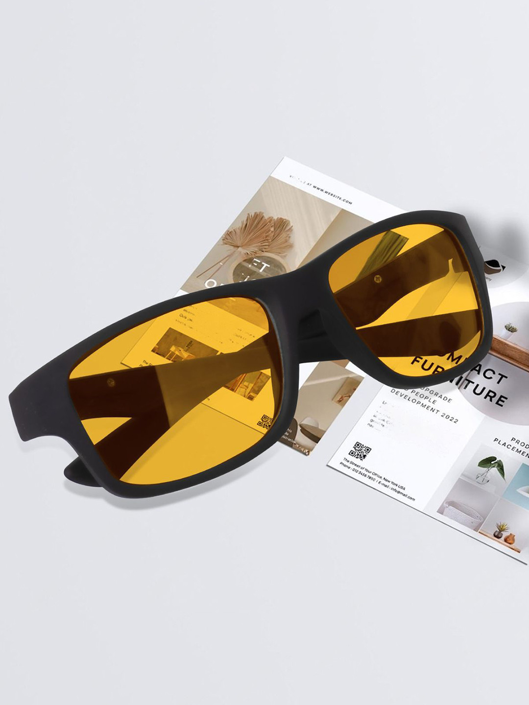 EYMEN I Unisex Square Sunglasses with UV Protected Lens eym_IFREEZ@Yellow@Blk