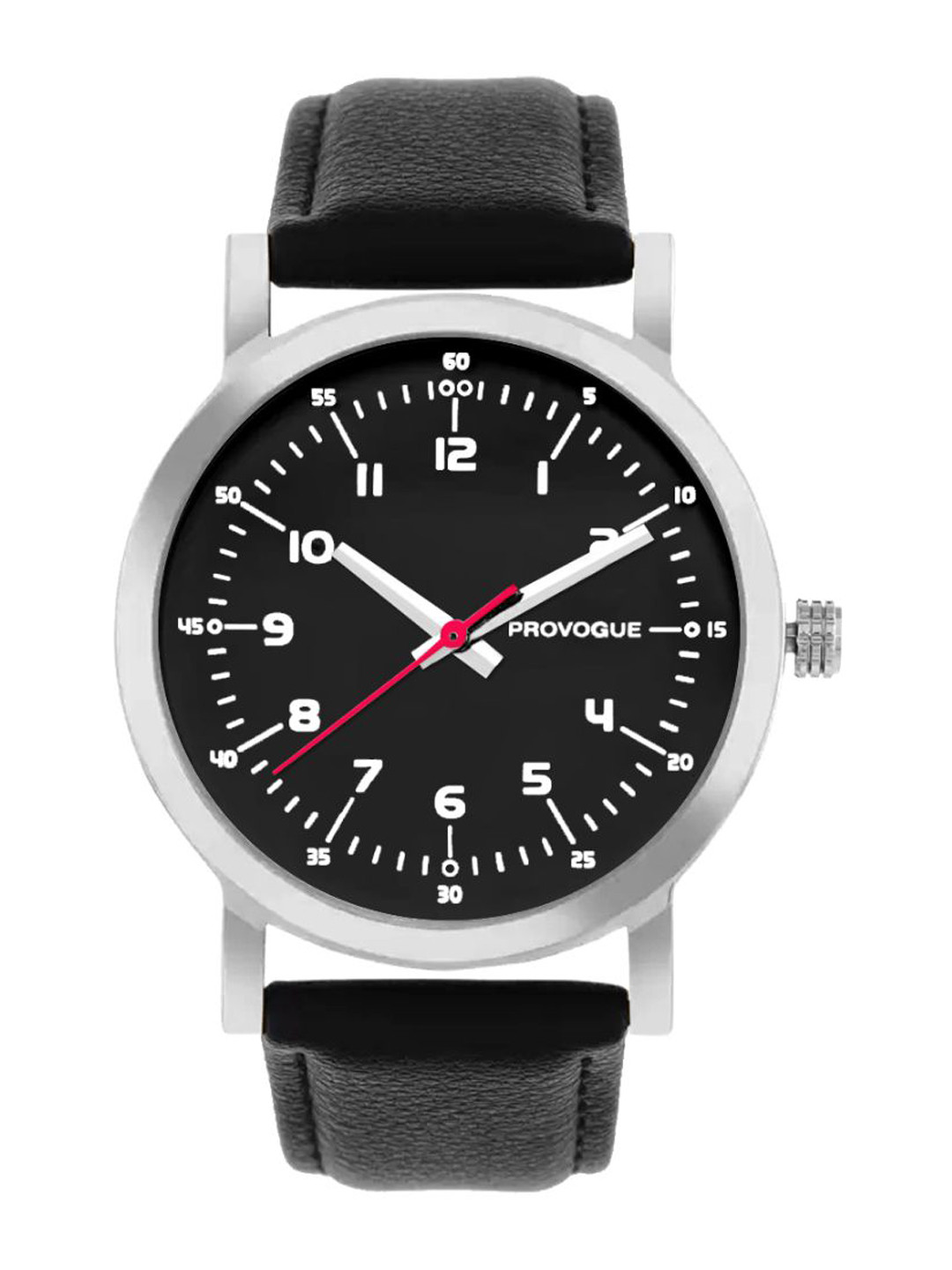 Provogue Men Stainless Steel Dial & Leather Straps Analogue Watch SK-PG-4064-BLK-SLVR-BLK