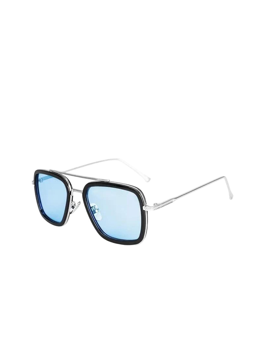 EYMEN I Unisex Full Rim Polarised UV Protected Square Sunglasses eym_ISpider Silver Blue
