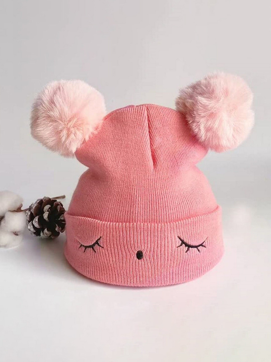 Infispace Kids Woollen Balaclava Furry Lining and Fluffy Pom Pom Design