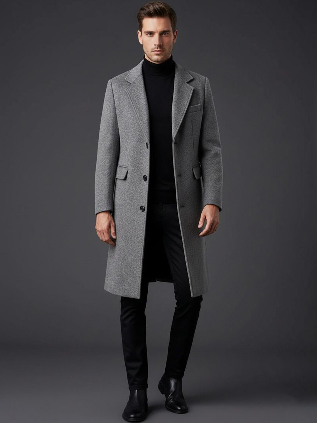Mast & Harbour Men Notched Napel Solid Tailored Coat