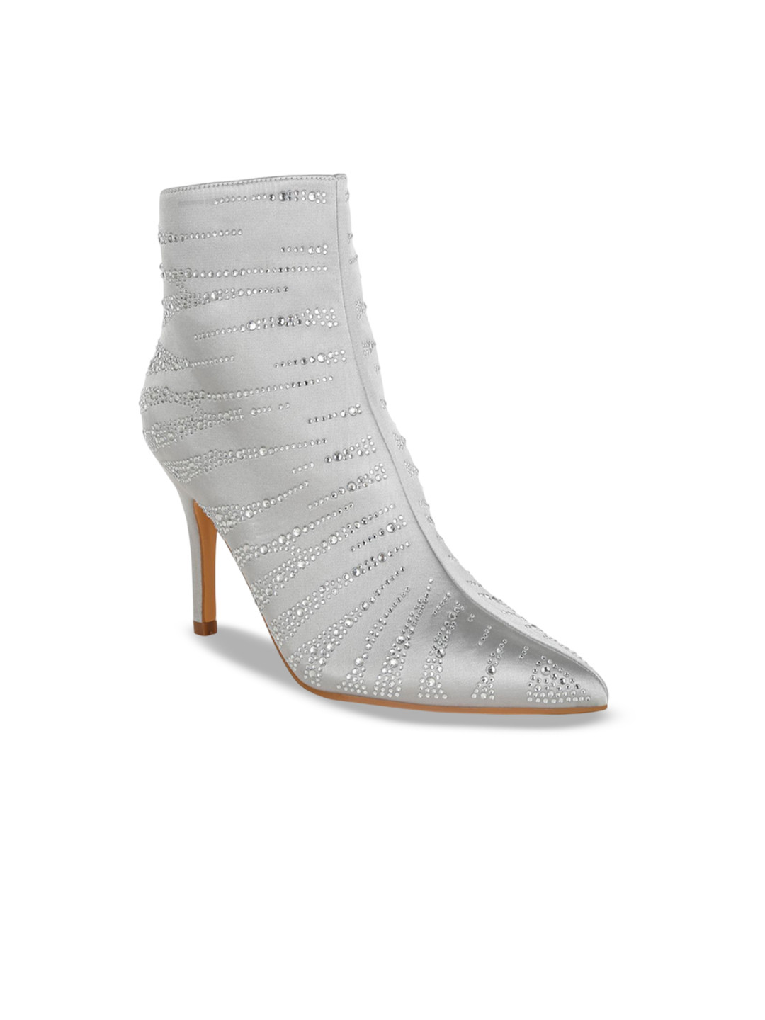 London Rag Women Rhinestone Ankle Embellished Pointed Toe Stiletto Heel Boots