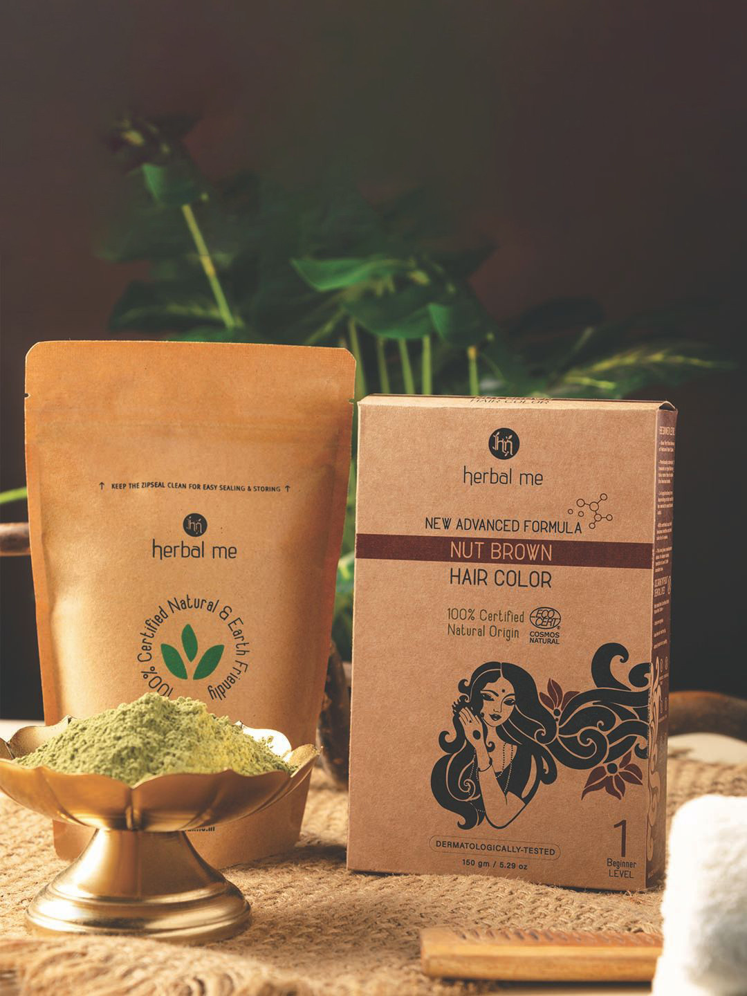 HERBAL ME New Advance Formula Hair Color- 150 g- Nut Brown