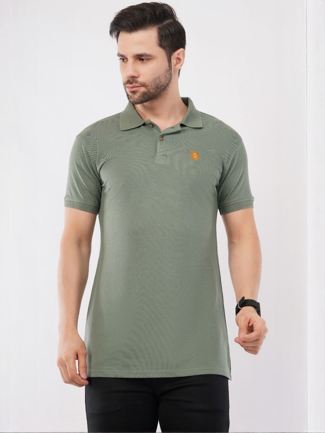 THE MAJESTIC PEACOCK Men Solid Polo Collar T-shirt