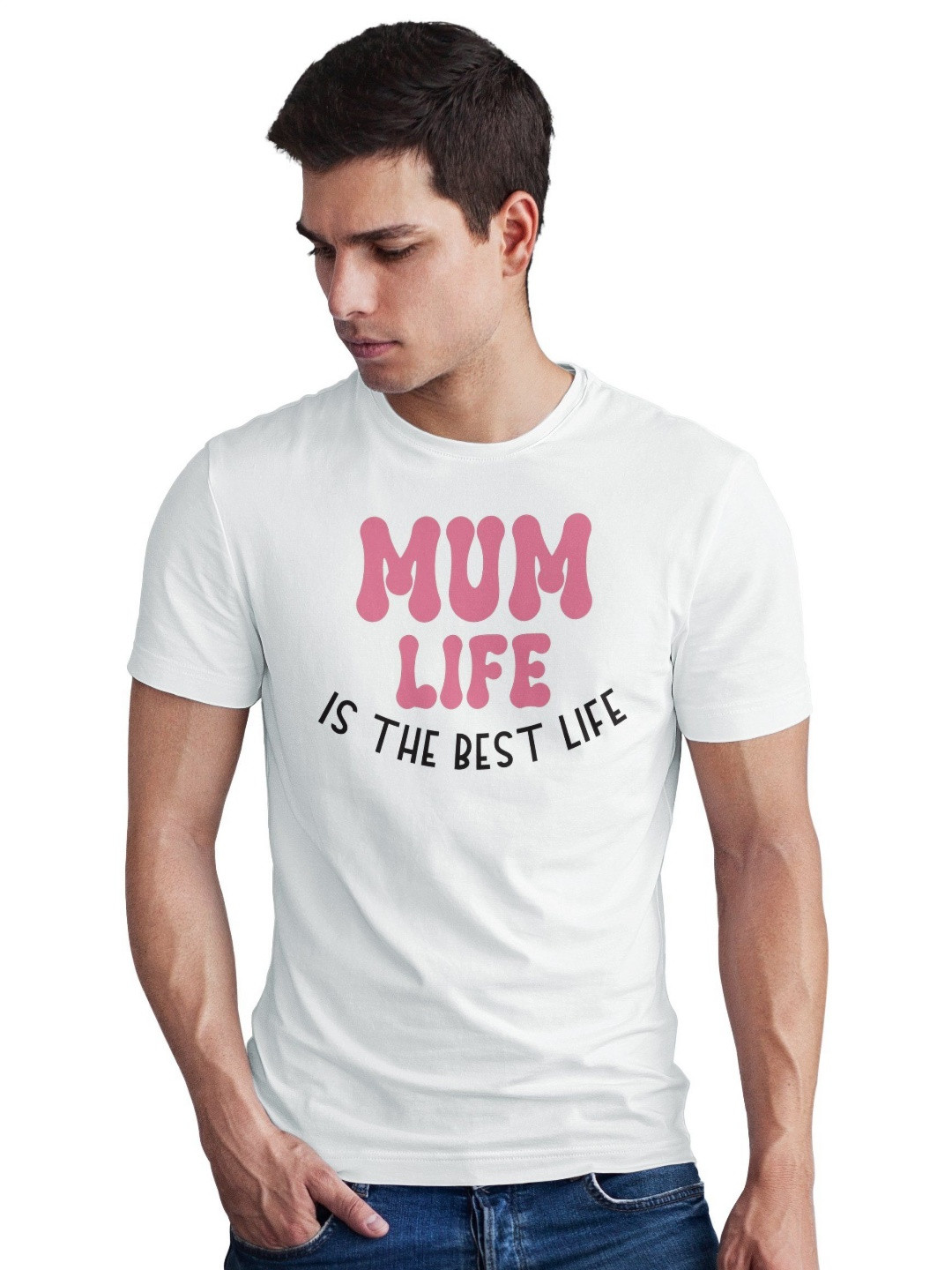 Seekbuylove Men Mum Life Is The Best  Printed Short Sleeves Bio Finish Cotton T-shirt