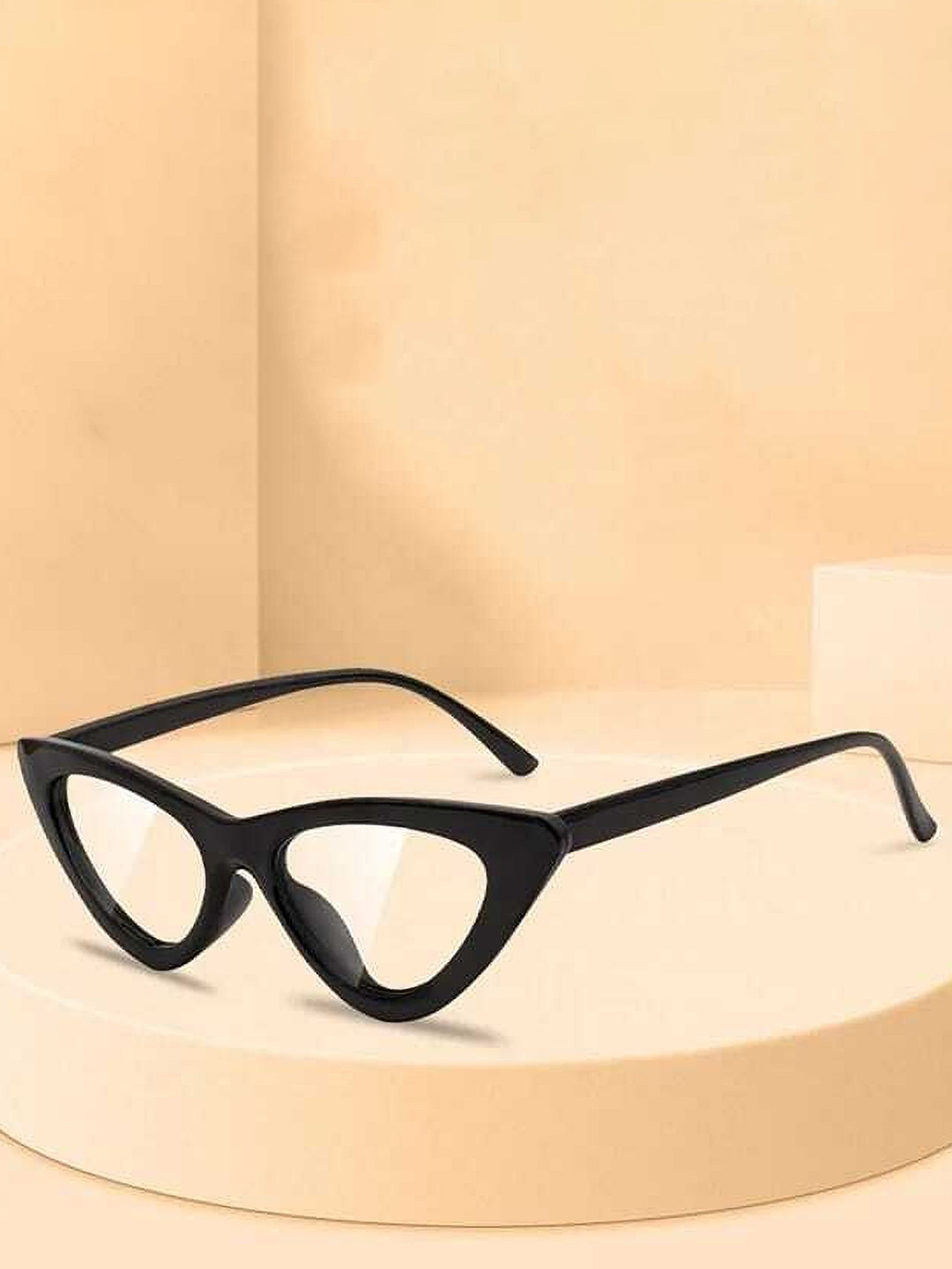 EYMEN I Unisex Full Rim Cateye Sunglasses With UV Protected Lens Clear@Cateye-Black