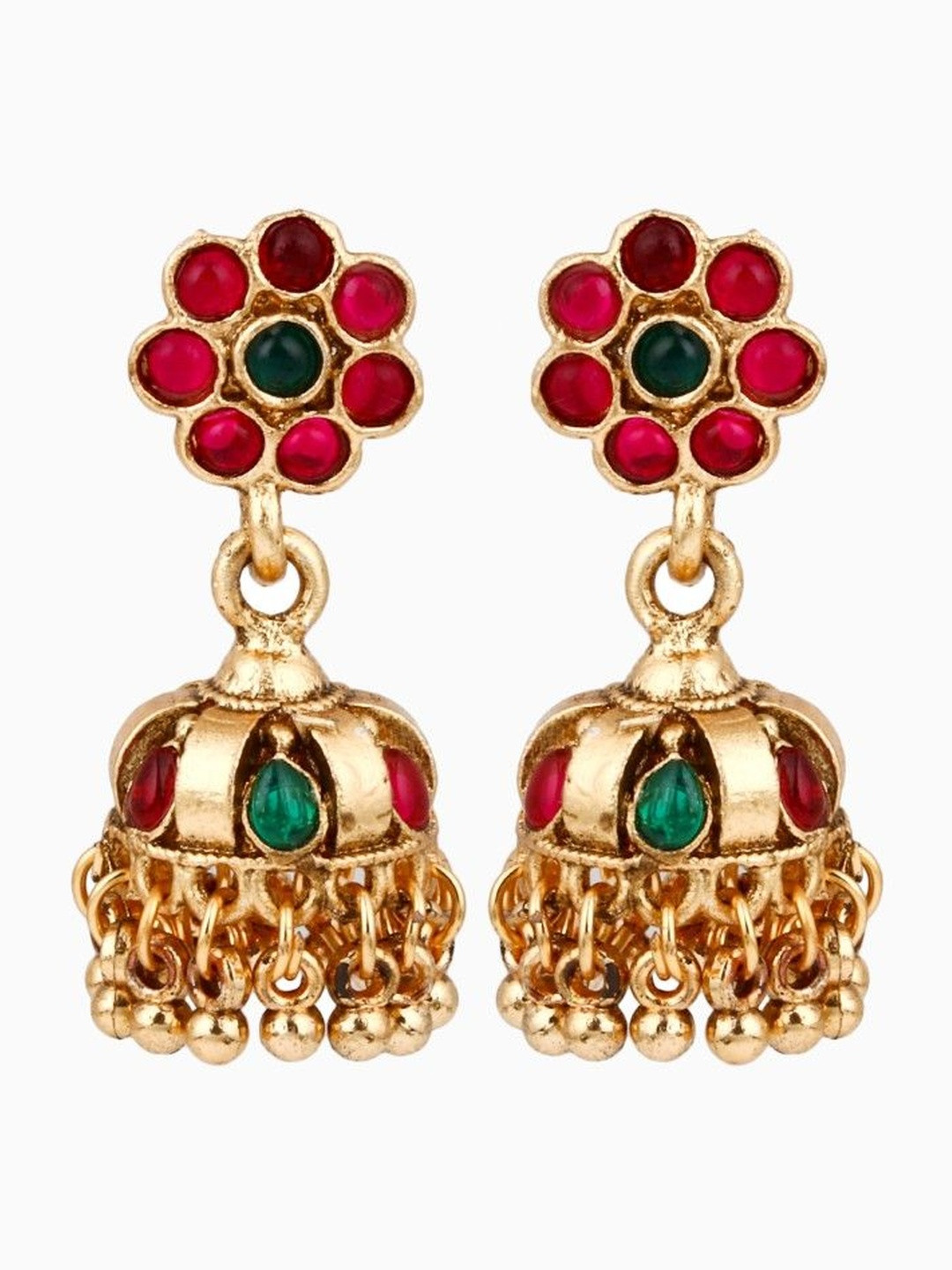 Anvik Gold-Plated Artificil Stones Studded Floral Shaped Jewellery Set