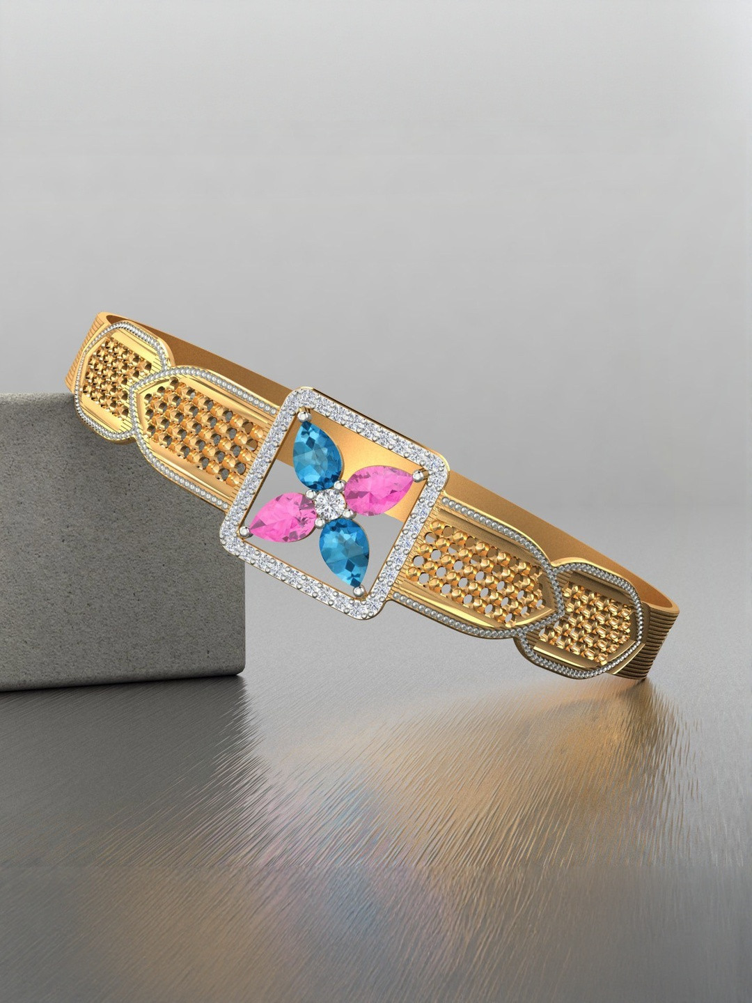 Anouk 18k Gold-Plated Artificial Stones-Studded Anti Tarnish Bangle