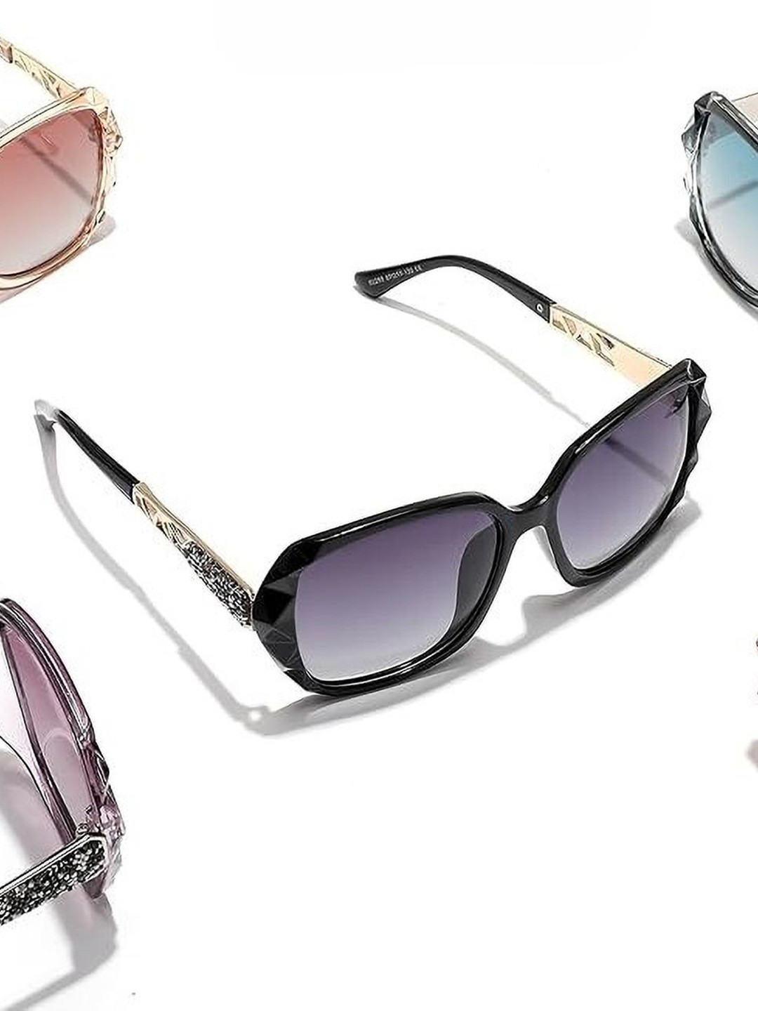 EYMEN I Unisex Rectangle Sunglasses with Polarised and UV Protected Lens Razor@Black