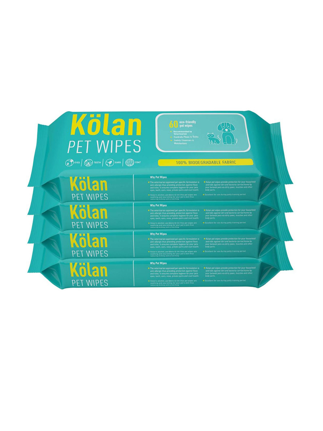 Kolan 4-Pcs Biodegradable Pet Wipes