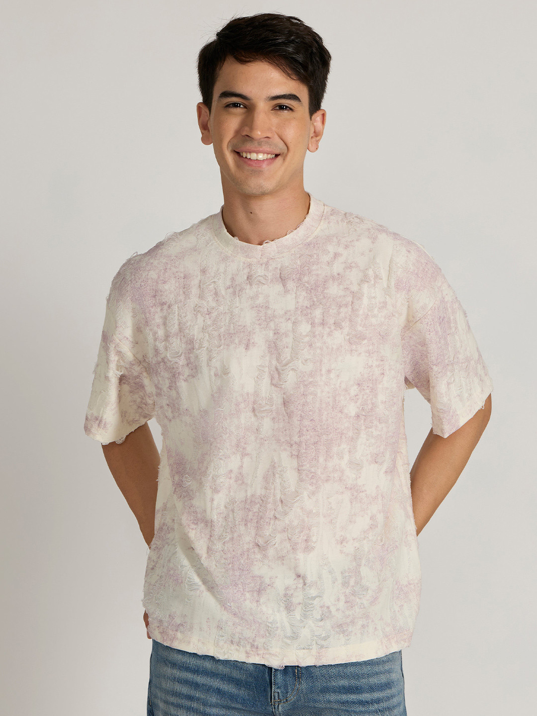 Espanshe Galloway Abstract Dyed Drop-Shoulder Sleeves Oversized T-shirt