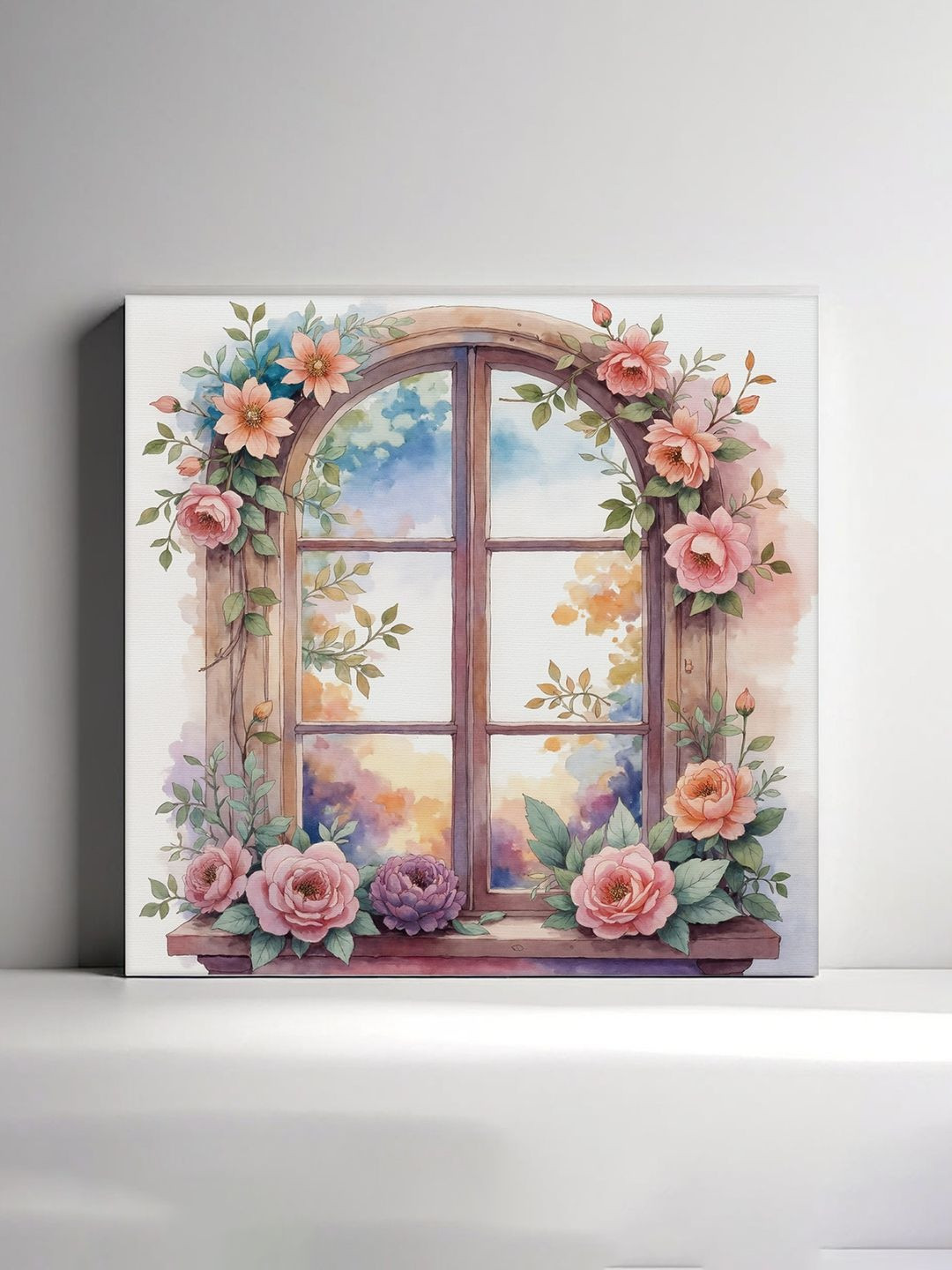 RANDOM White & Pink Window Scene Canvas Wall Art
