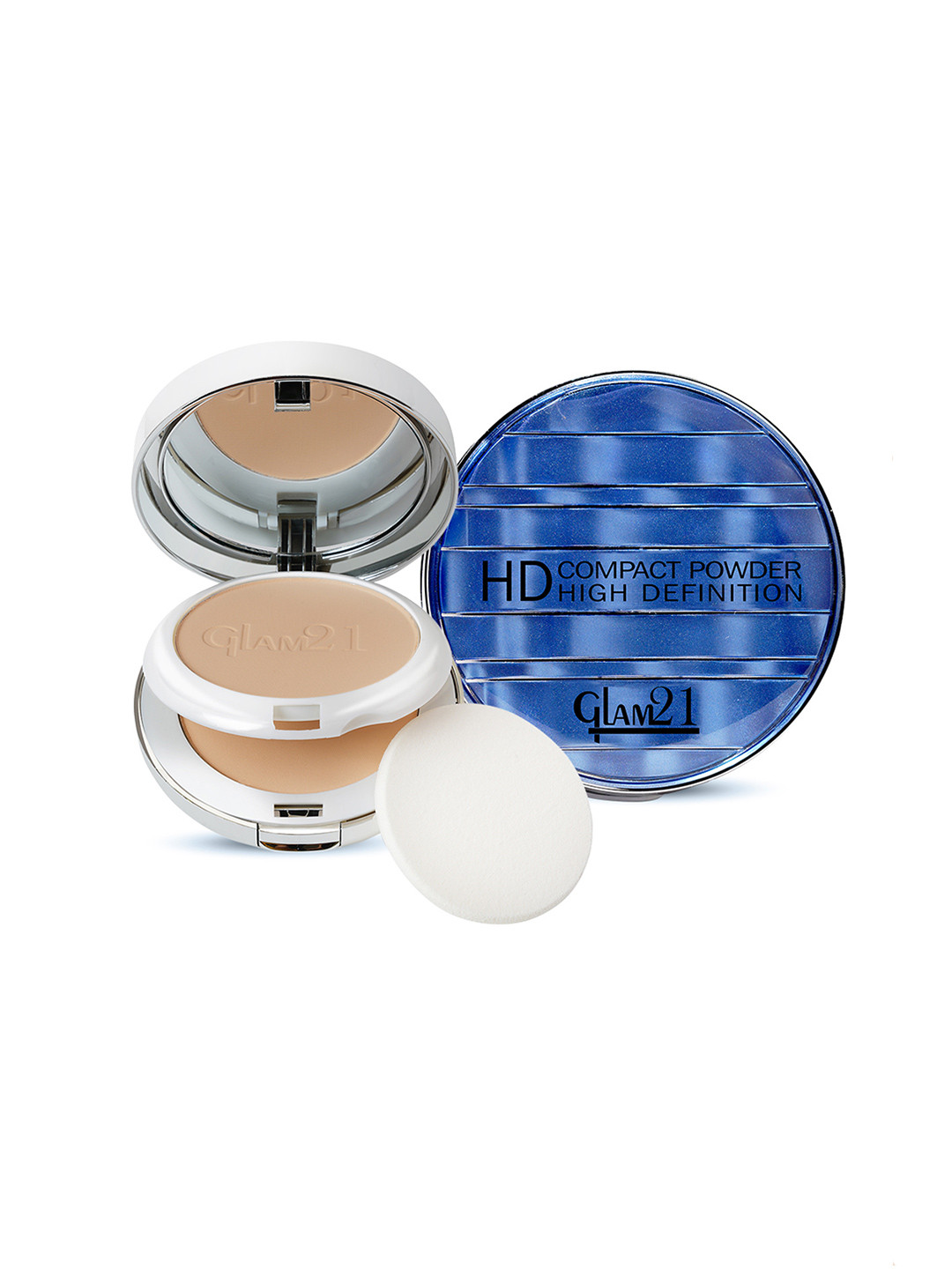 GLAM21 High Definition Oil-Free Waterproof Compact Powder with Vitamin E 20g- Light Medium