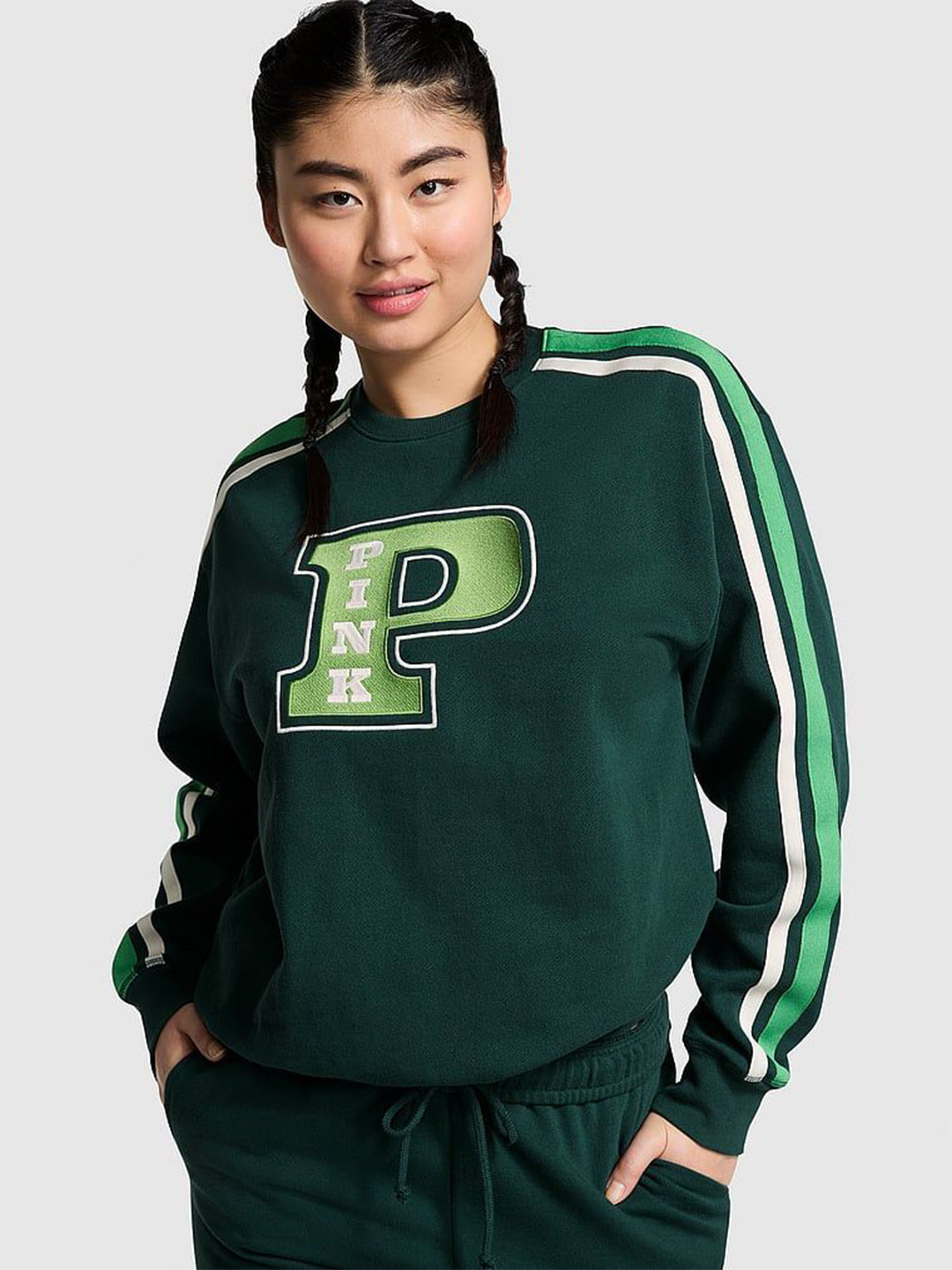 Victoria's Secret Women Printed Round Neck Full Sleeve Sweatshirt