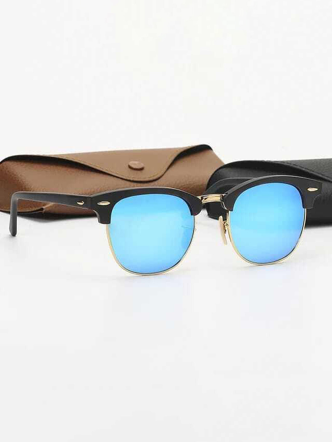 EYMEN I Round Sunglasses with Polarised and UV Protected eym_IClubmaster Mirror Blue 333