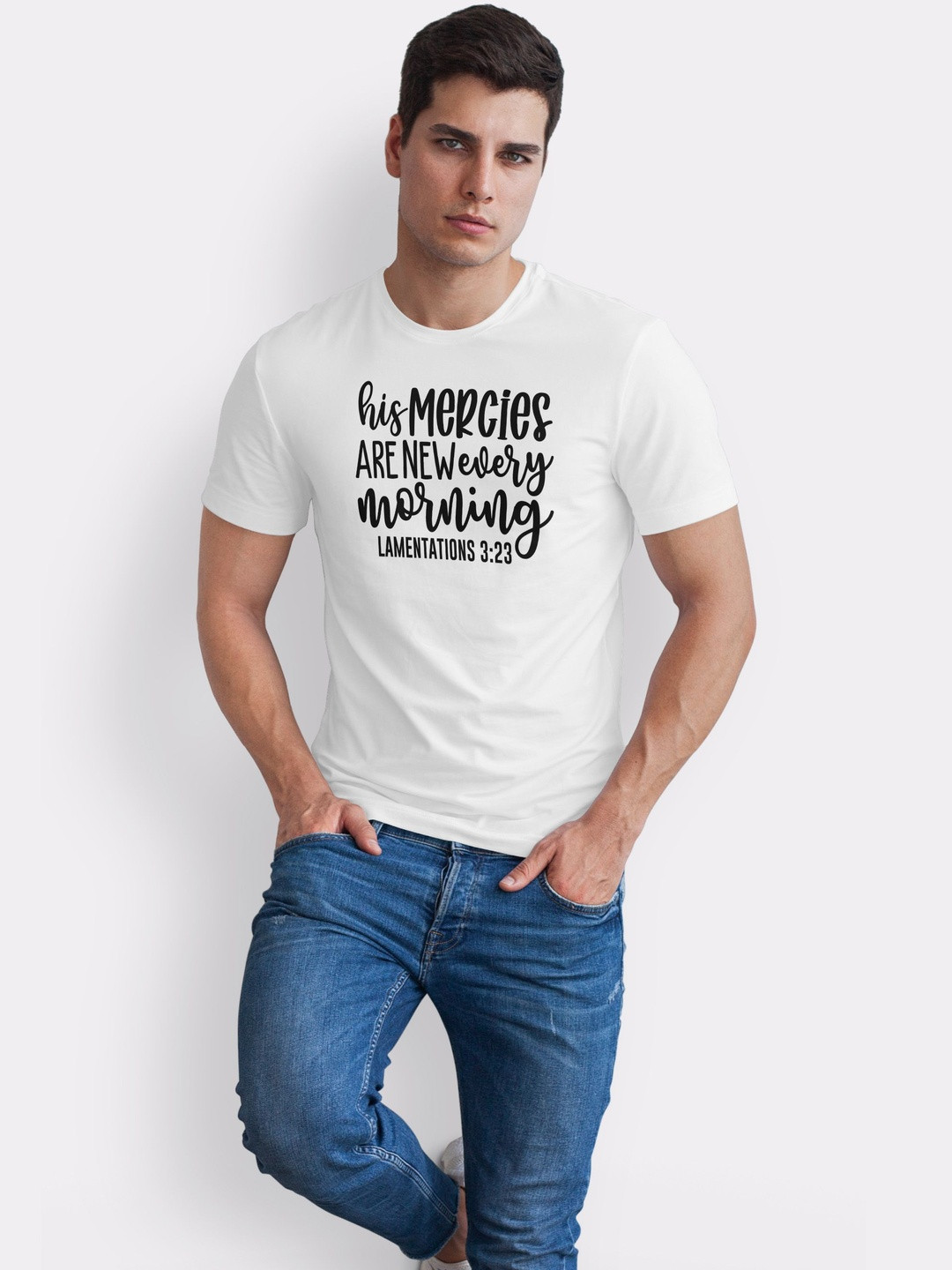 Seekbuylove His Mercies Are New Every Morning Typography Printed Cotton Bio Finish T-shirt