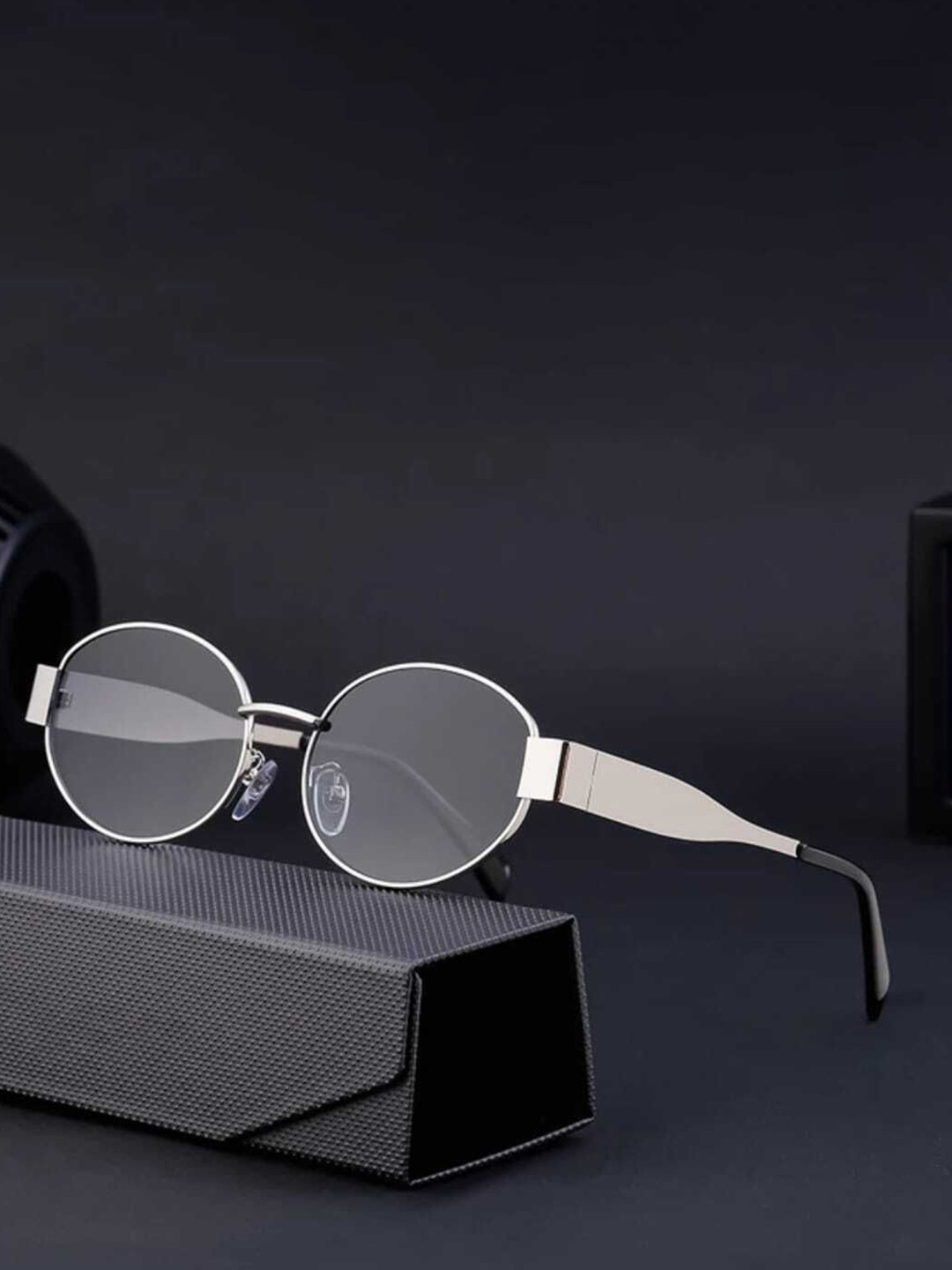 EYMEN I Women Oval Sunglasses with Polarised and UV Protected Oval_8802_Silver Black