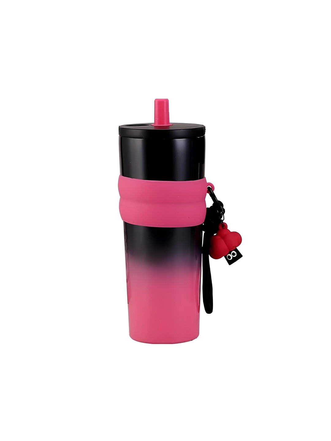 AUGEN Black Stainless Steel Vacuum Insulated Water Bottle-710 ml With Straw & Carry Strap