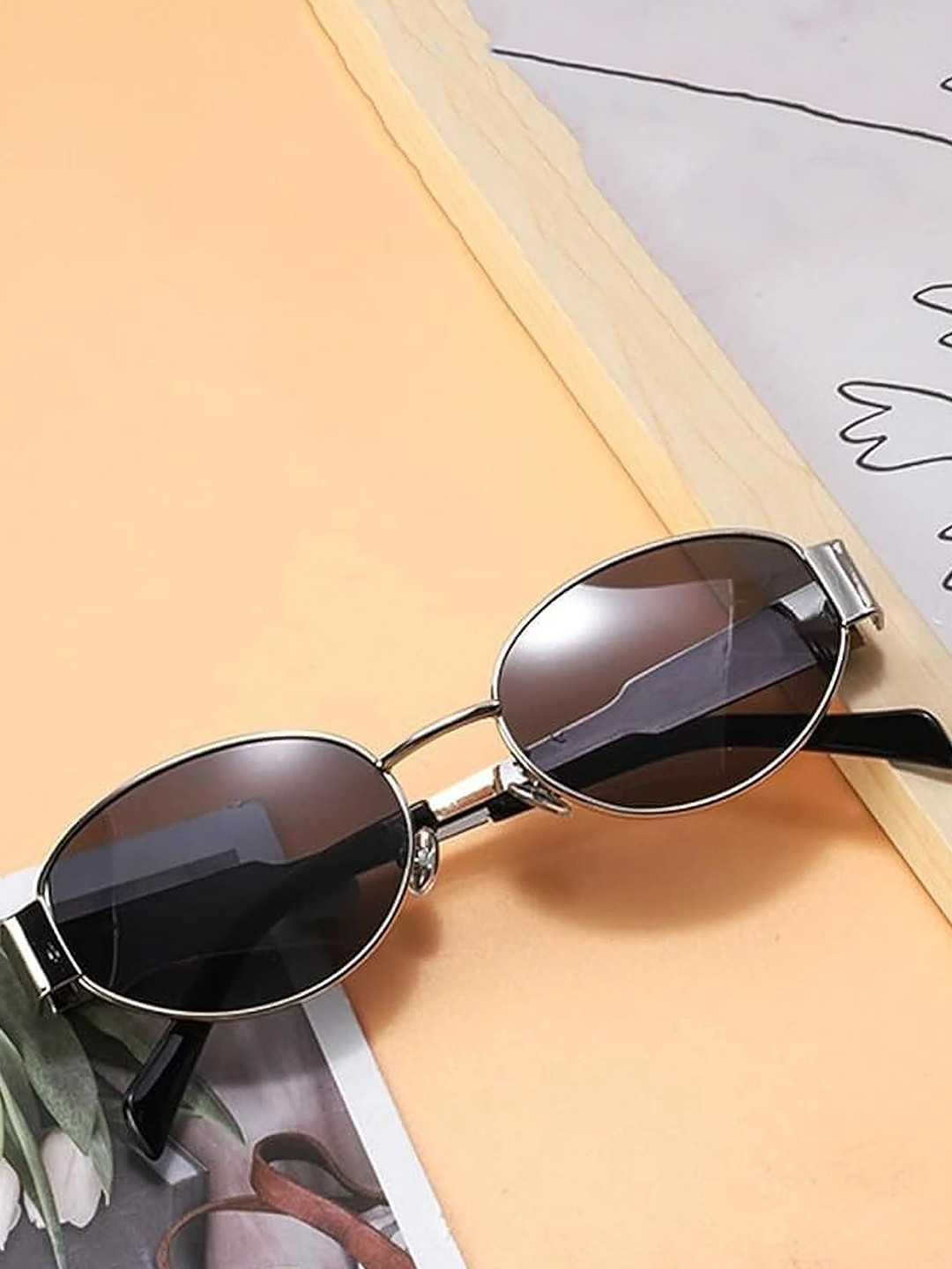 EYMEN I Unisex Full Rim Polarised and UV Protected Oval Sunglasses Oval@Silver_Black