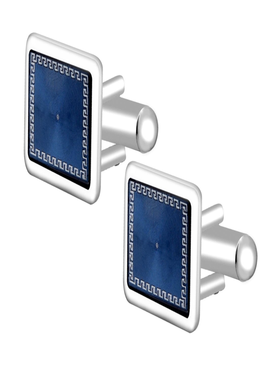 Curren Men Square Embellished Silver-Plated Cufflink