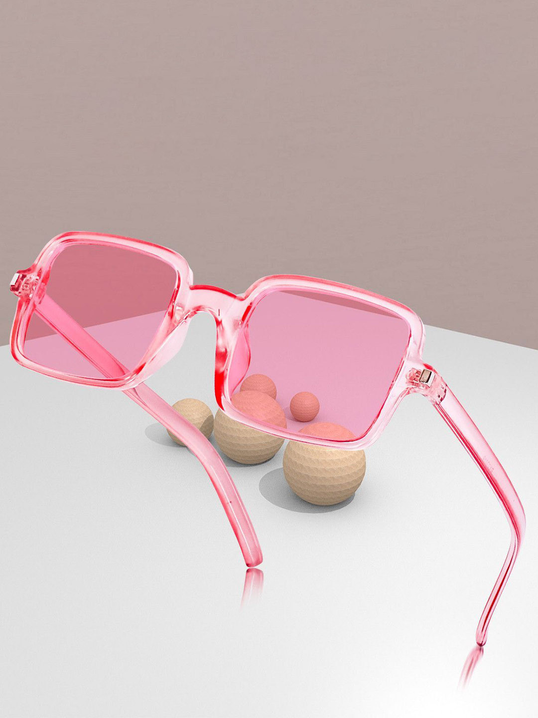 EYMEN I Unisex Full Rim Rectangle Sunglasses eym_ISquare Pink 399