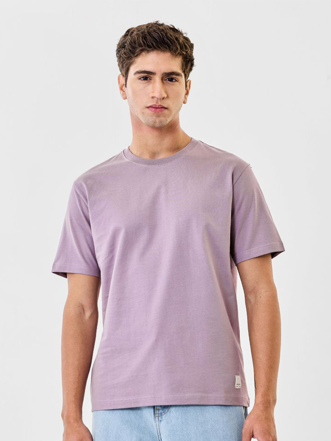Snitch Men Lavender Solid Core Lab Round Neck T-Shirt