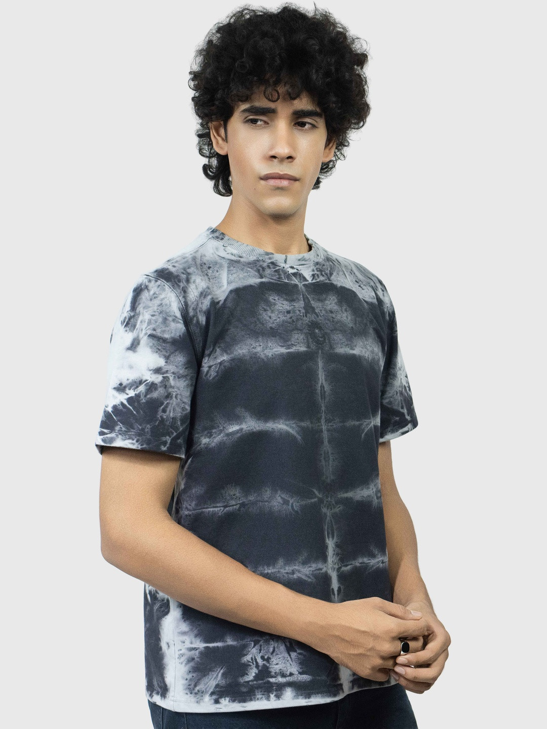 Clazzey Men Tie & Dye Dyed Regular Fit Short Sleeves Round Neck Washed T-shirt