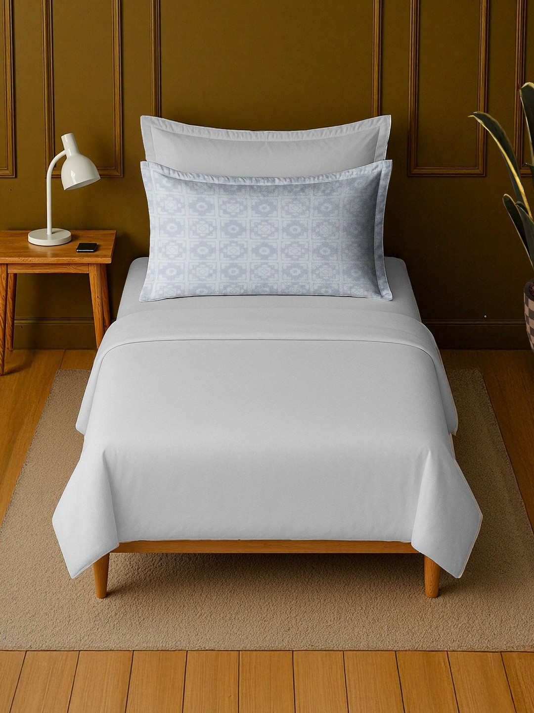 MAYFAIR HOMES LONDON White Pure Cotton 120 TC Single Bedsheet Set 1.52cm X 2.24cm