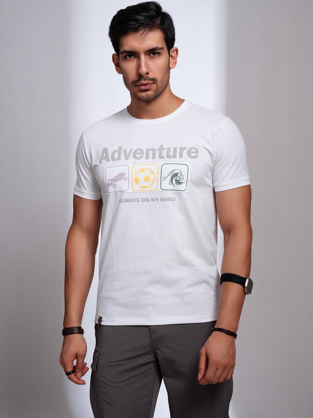 nostrum Men Typography Printed Round Neck Cotton T-shirt
