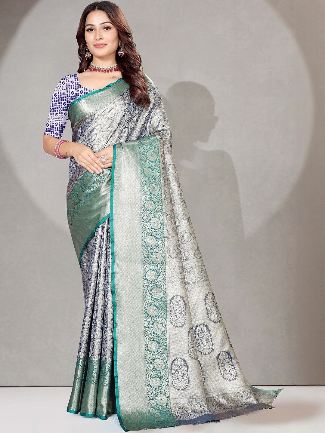 Nayanthara Trends Ethnic Motifs Woven Design Border Zari Kanjeevaram Saree
