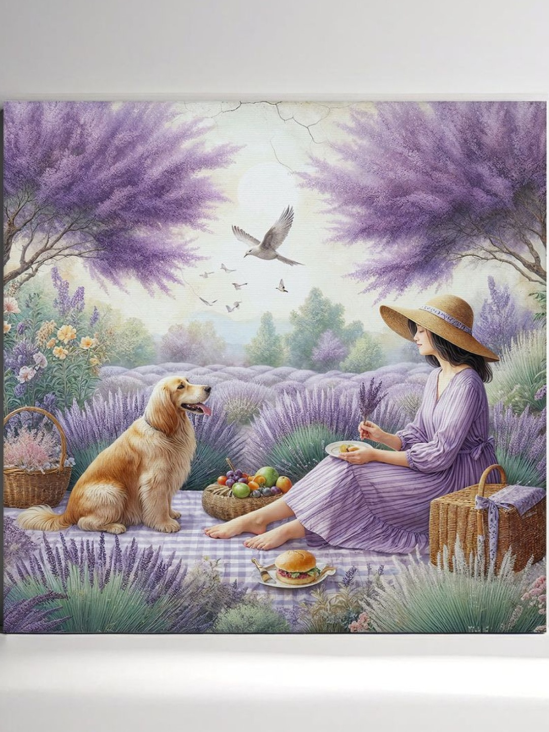 RANDOM Lavender & White Scene In Field Canvas Wall Art