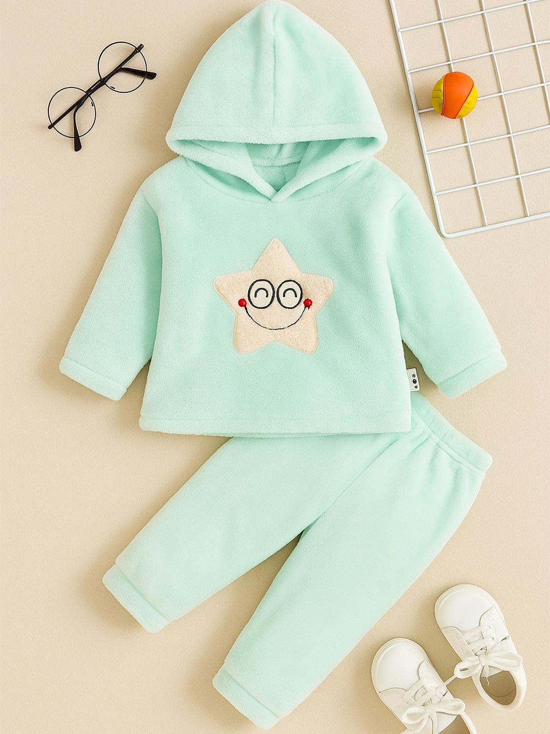 Thelittlebunny Kids Light Green Full Sleeves Casual Hoodie & Pant Co-Ord Set