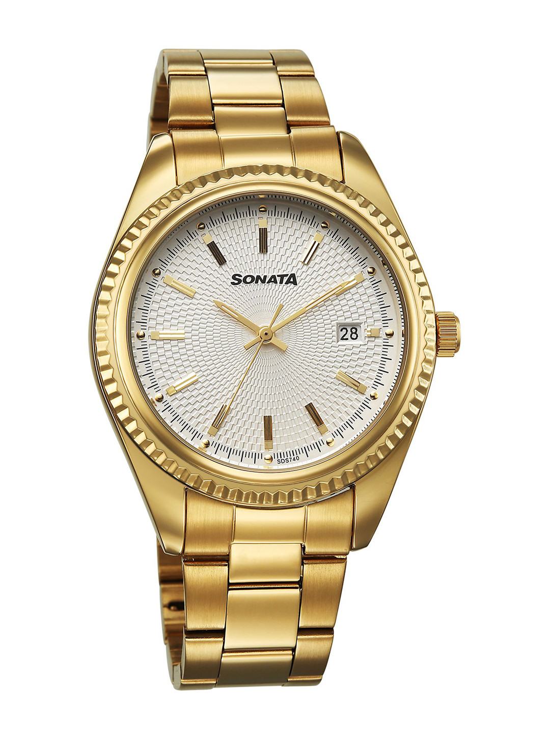 Sonata Men Dial & Bracelet Style Straps Analogue Watch 77198YM01