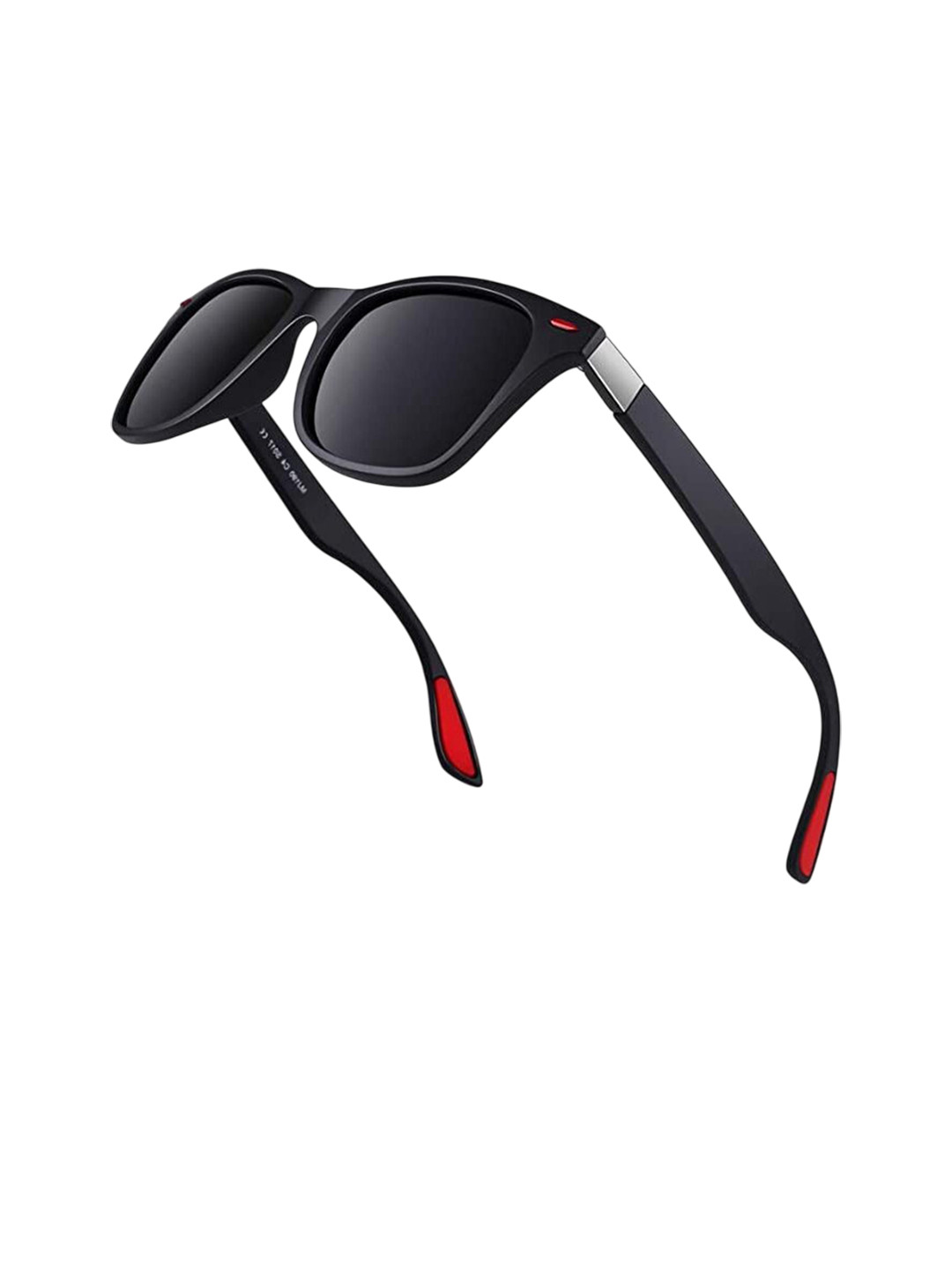 EYMEN I Men Wayfarer Sunglasses with Polarised and UV Protected Lens Black Red Patti