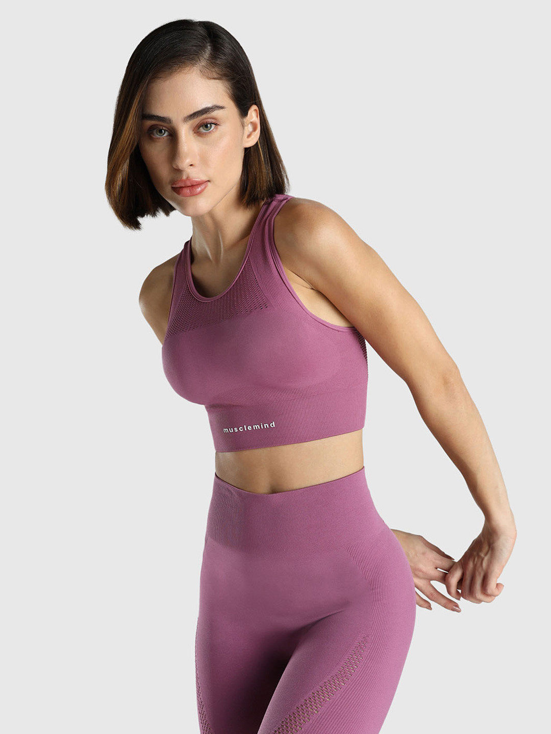 Musclemind Seamless Full Coverage Racerback Moisture Wicking Sports Bra