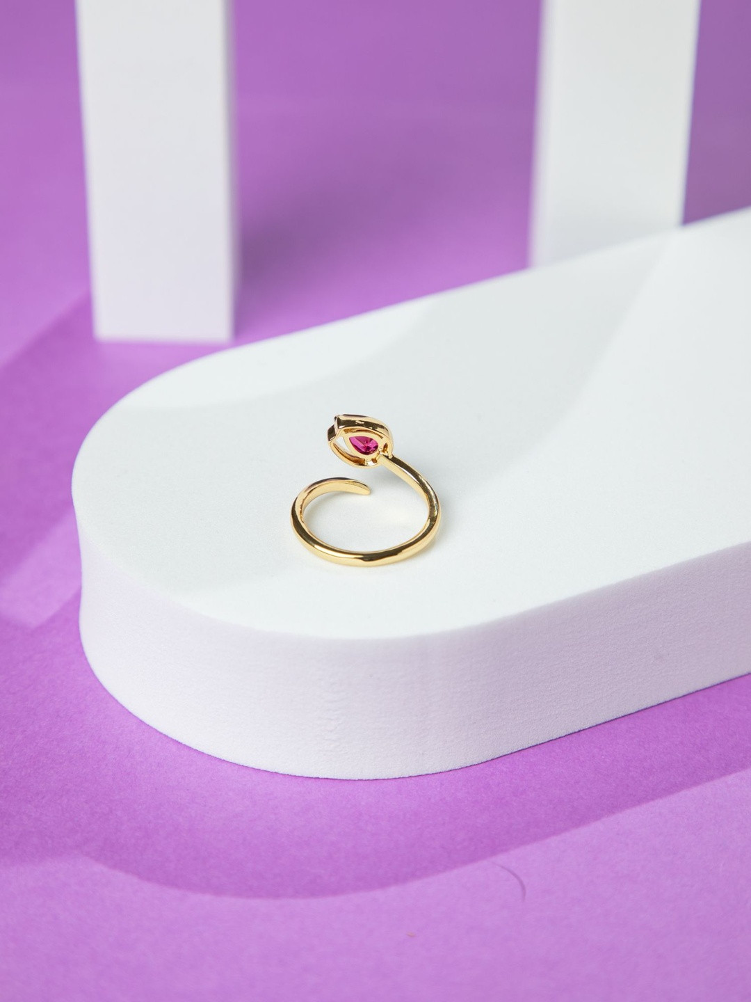 Niscka 24K Gold Plated Artificial Stones Studded Snake Finger Ring