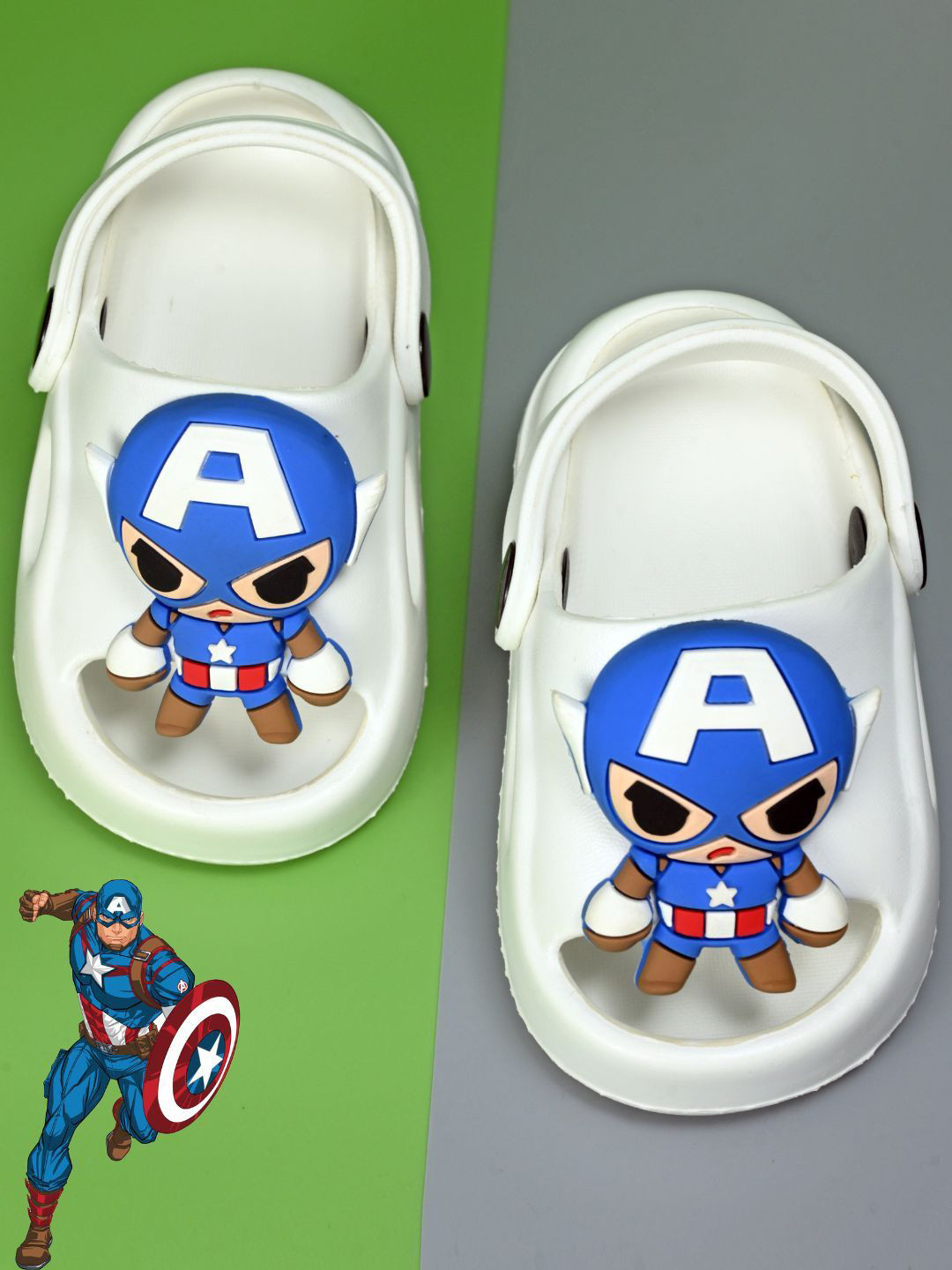 Yellow Bee Boys 3D Captain America Charms Rubber Sliders