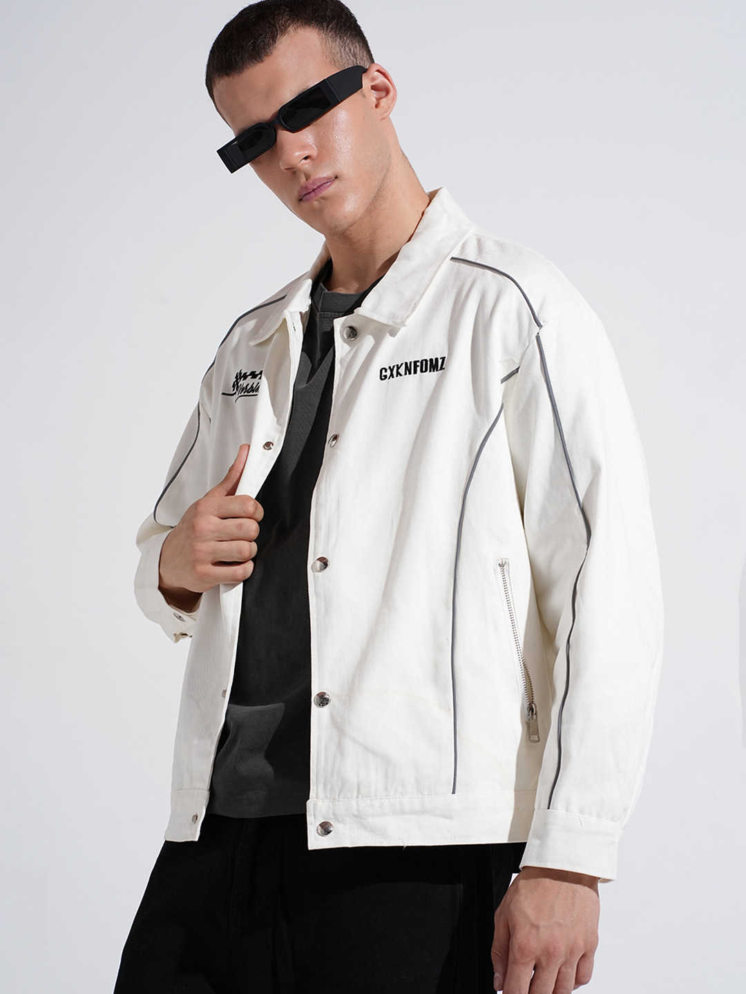 SHOWOFF Men Typography Lightweight Outdoor Open Front Jacket