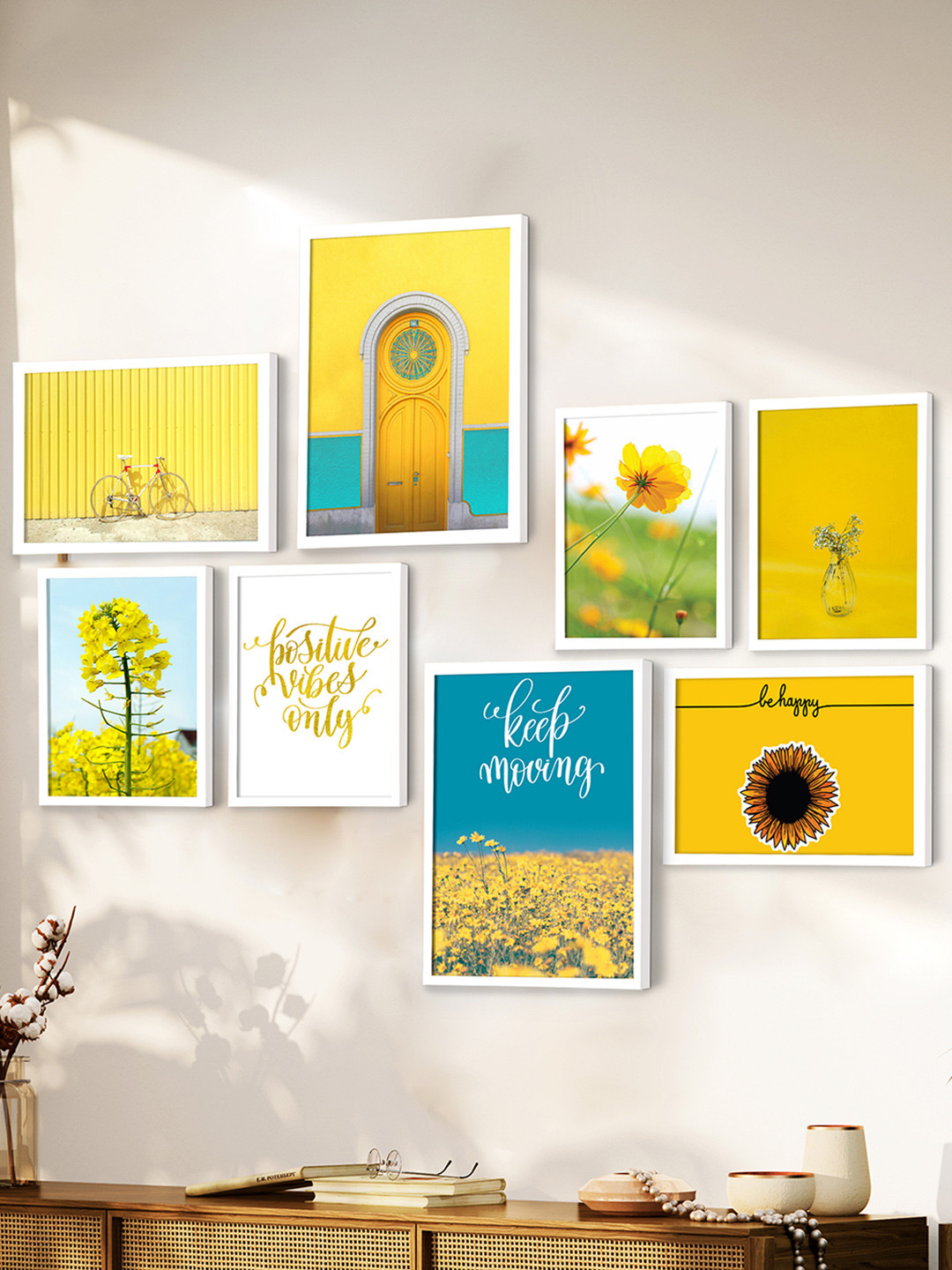 Art Street Set Of 8 Sunshine Senorita Theme Framed Painting Wall Arts