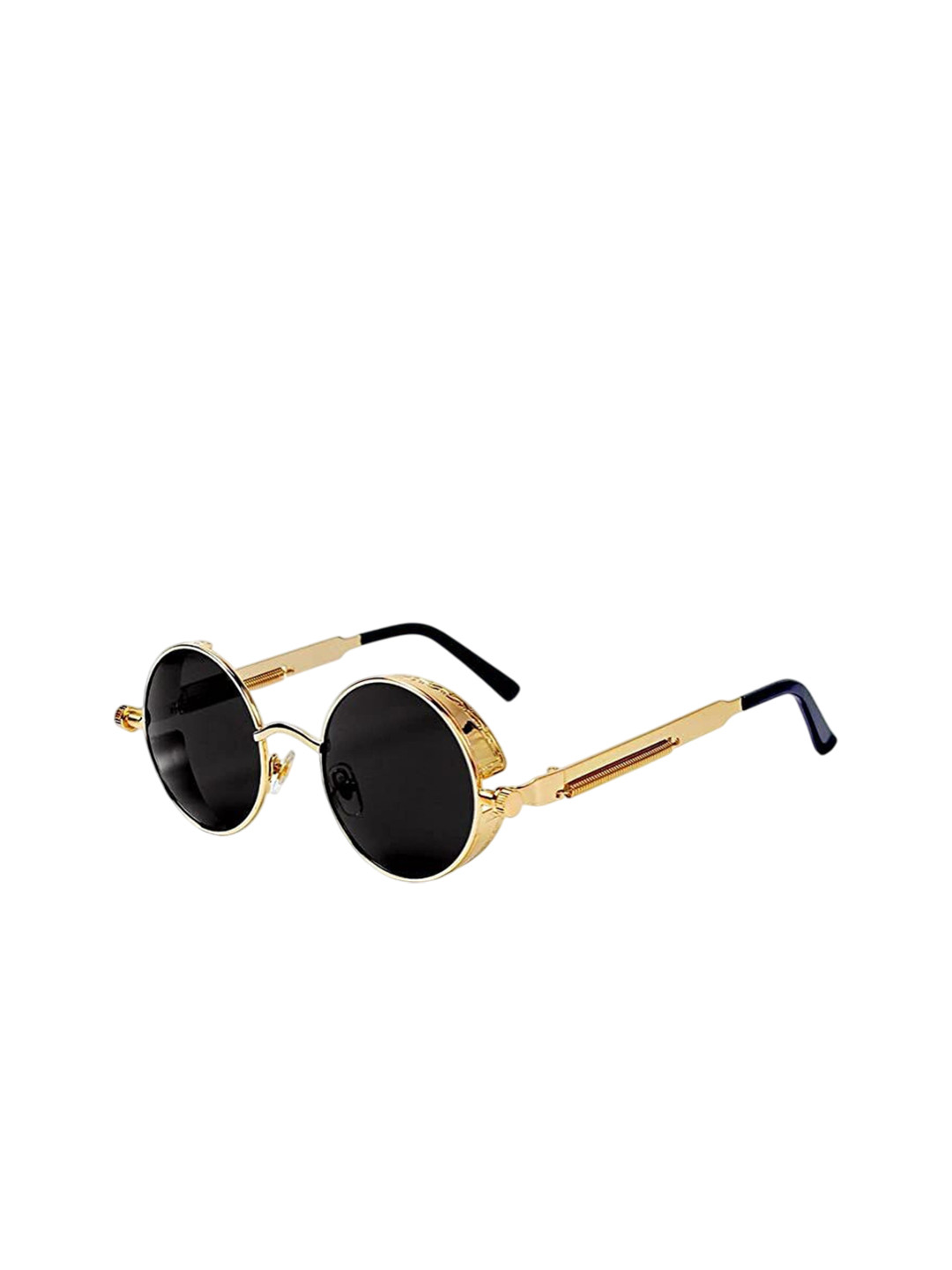 EYMEN I Unisex Full Rim Round Sunglasses Steampunk Gold Black