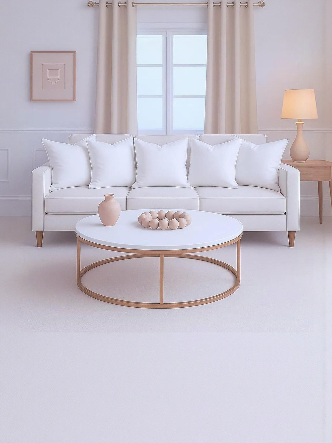 RD TREND Cream-Coloured 5 Pieces Satin Square Cushion Covers