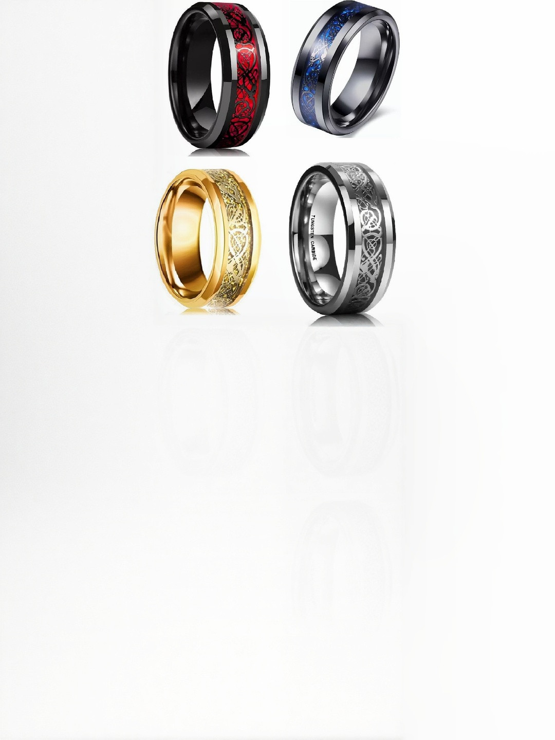 Iga collection Set Of 4 Stainless Steel Dragon Finger Rings