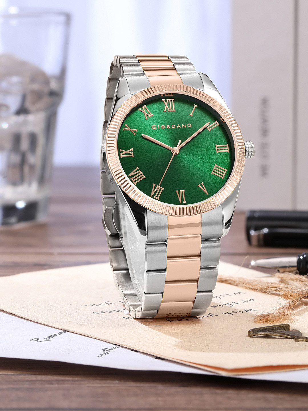 GIORDANO Men Dial & Stainless Steel Bracelet Style Strap Analogue Watch GZ-50112-55